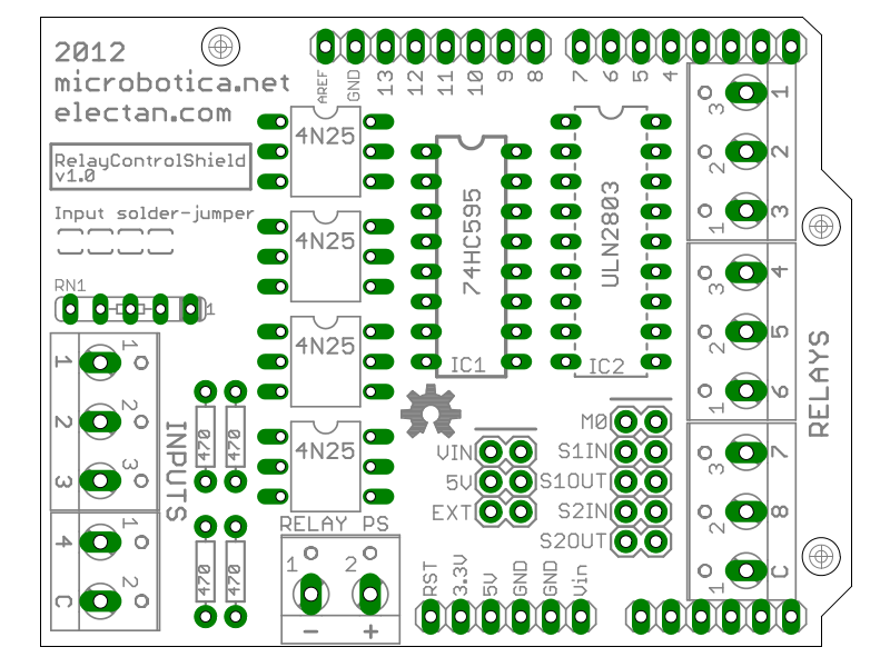 Relay Control Shield PCB