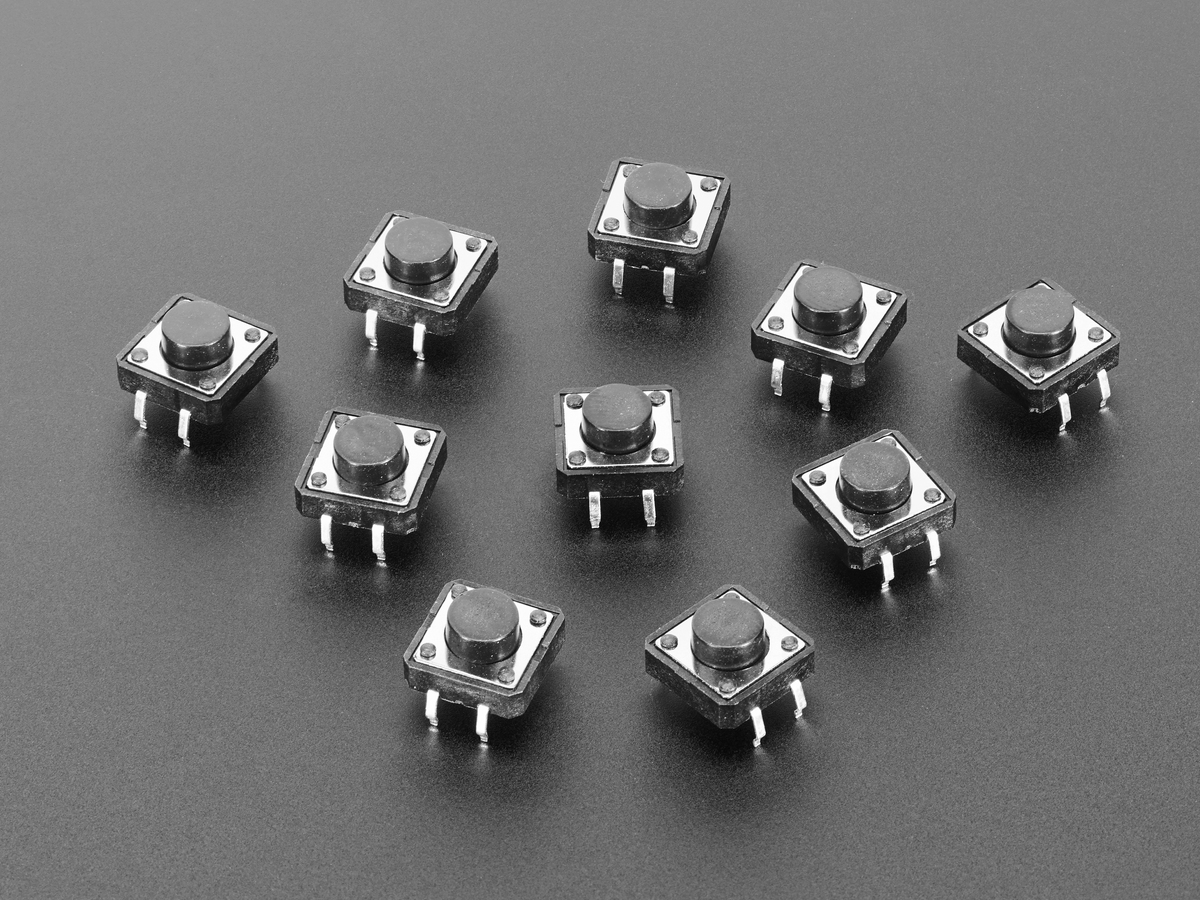 Adafruit 1119 Tactile Switch Buttons (12mm square, 6mm tall) x 10 pack