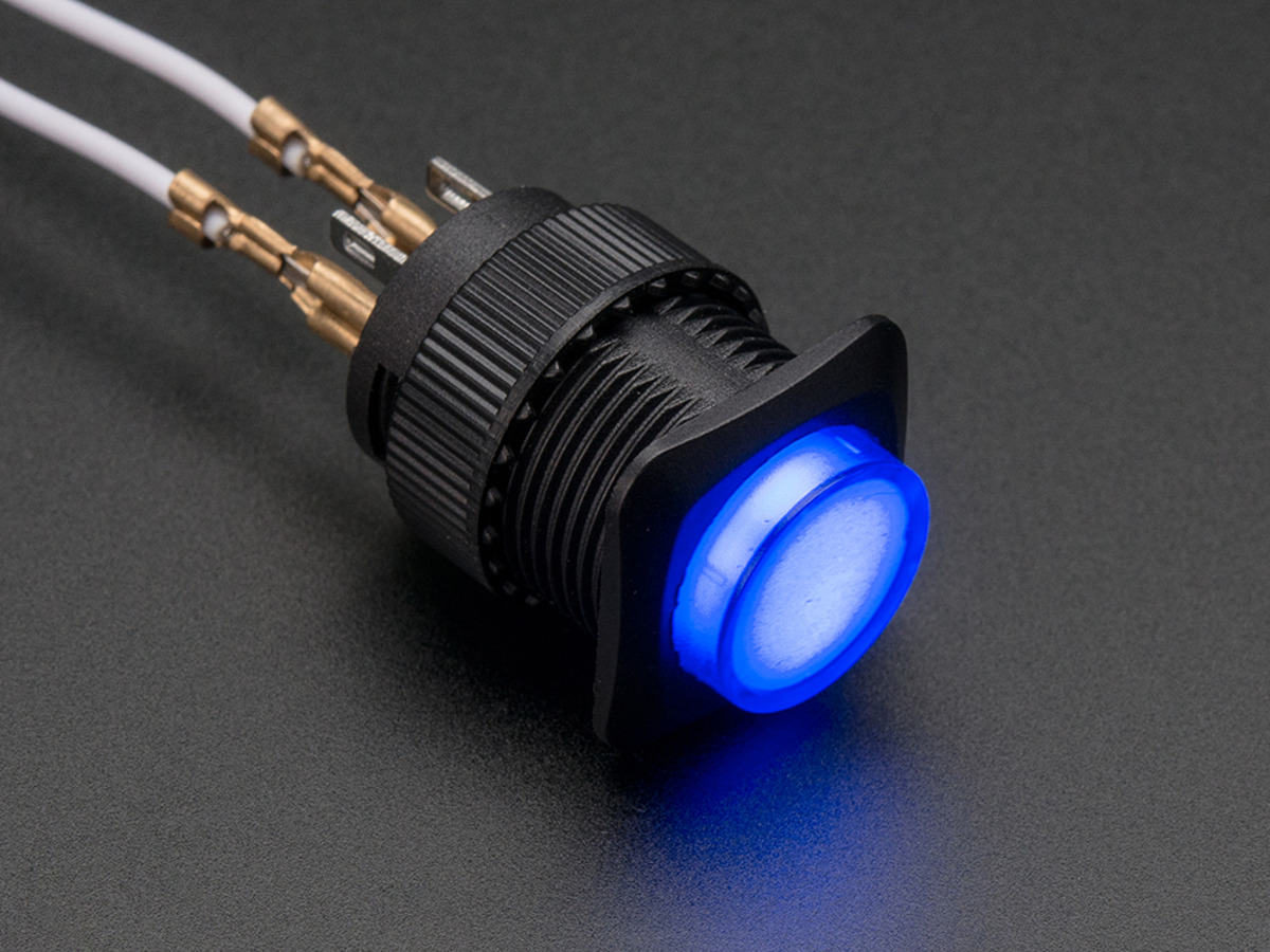 Adafruit 1476 16mm Illuminated Pushbutton - Blue Latching On/Off Switch