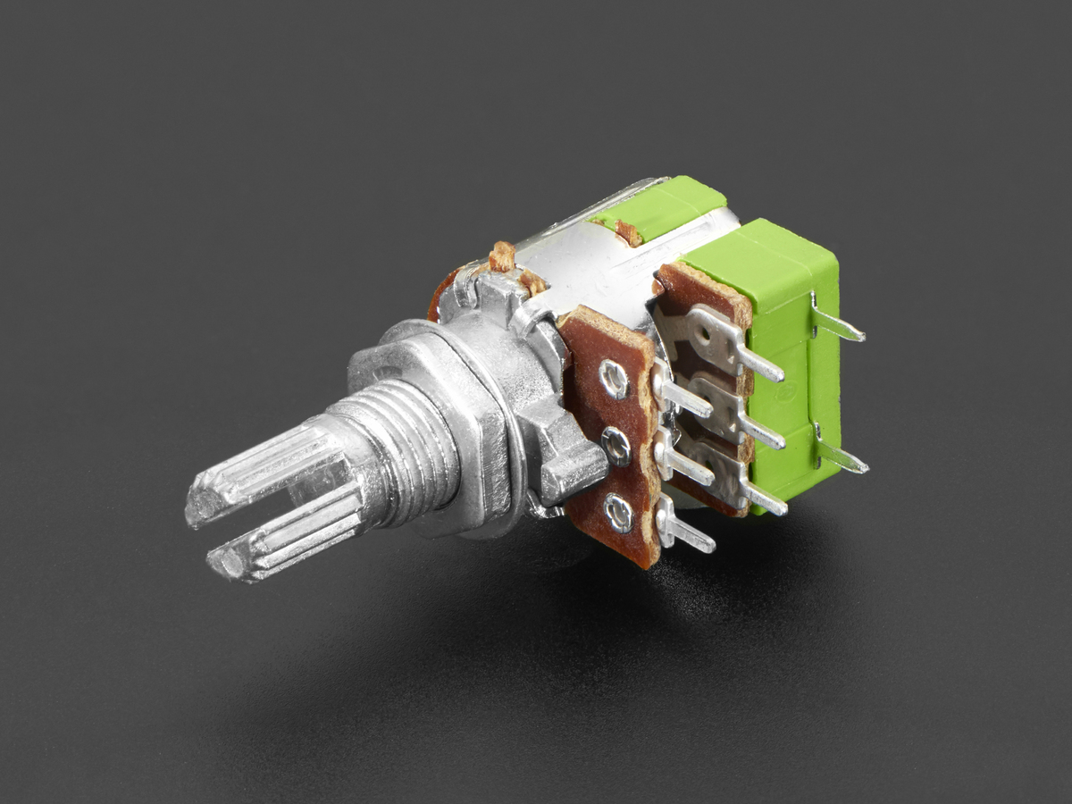 Adafruit 3393 Panel Mount 10K Dual Linear Potentiometer w/ OnOff Switch