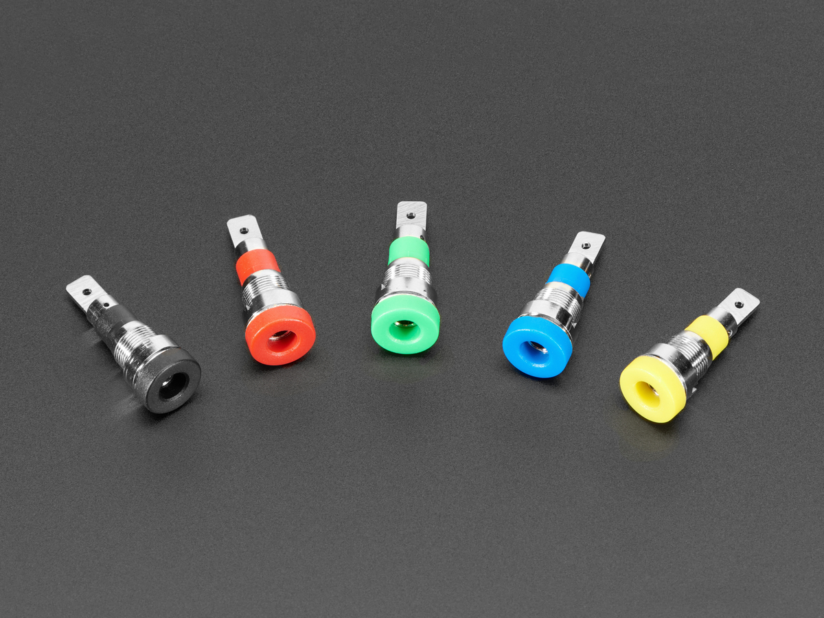 3691 Adafruit PanelMount Banana Jacks 4mm Pack of 5 MultiColor