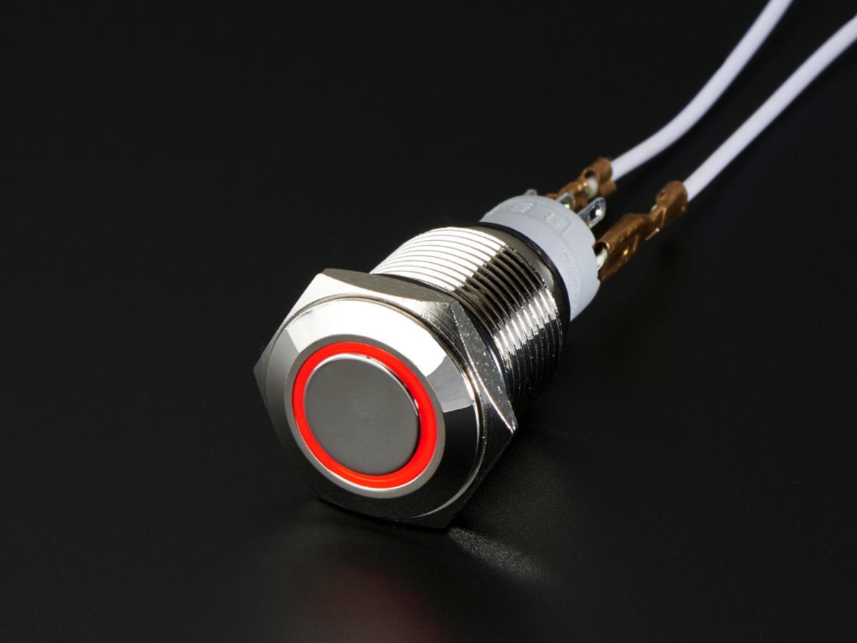 Adafruit 916 Rugged Metal On/Off Switch with Red LED Ring