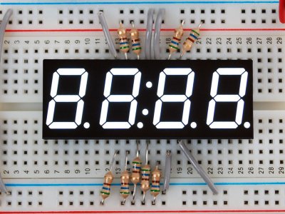 White 7-segment clock display - 0.56" digit height