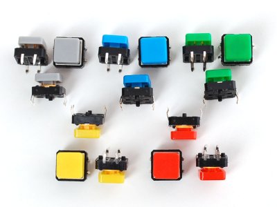 Colorful Square Tactile Button Switch Assortment - 15 pack