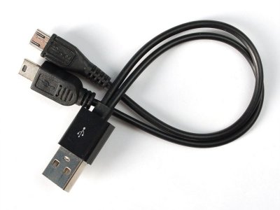 USB cable - 8" A to Mini B Charging and Micro B Data
