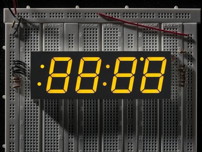 Yellow 7-segment clock display - 1.2" digit height
