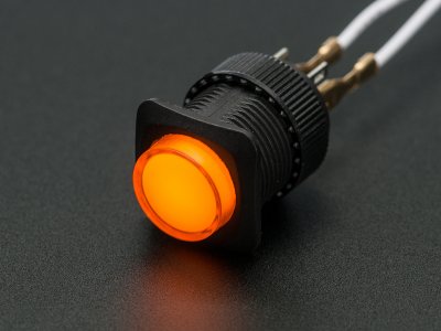 16mm Illuminated Pushbutton - Yellow Latching On/Off Switch