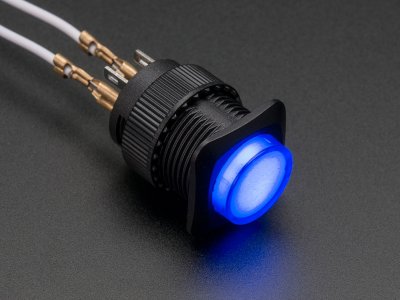 16mm Illuminated Pushbutton - Blue Momentary