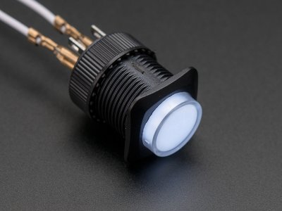 16mm Illuminated Pushbutton - White Latching On/Off Switch