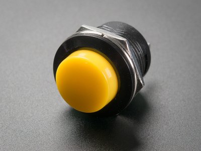 16mm Panel Mount Momentary Pushbutton -  Yellow