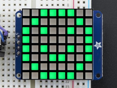 Small 1.2" 8x8 Bright Square Pure Green LED Matrix + Backpack