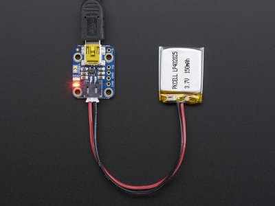 Adafruit Mini Lipo w/Mini-B USB Jack - USB LiIon/LiPoly charger