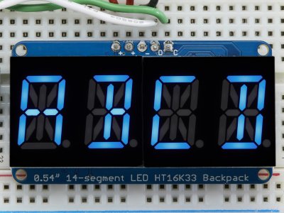 Quad Alphanumeric Display - Blue 0.54" Digits w/ I2C Backpack