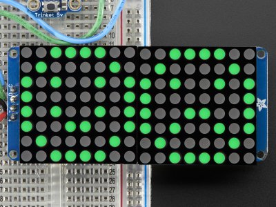 16x8 1.2" LED Matrix + Backpack - Ultra Bright Round Green LEDs