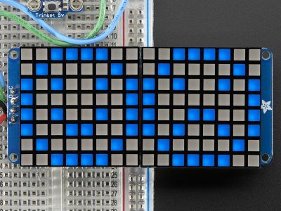 16x8 1.2" LED Matrix + Backpack - Ultra Bright Square Blue LEDs
