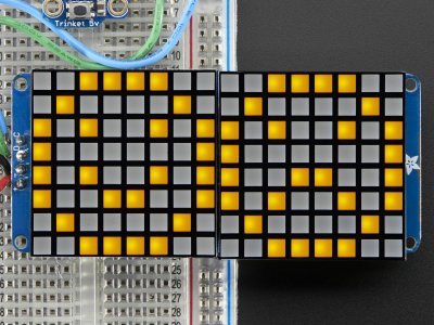 16x8 1.2" LED Matrix + Backpack -Ultra Bright Square Yellow LED