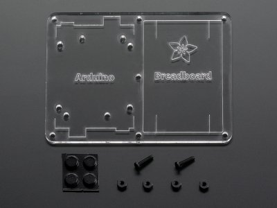 Plastic mounting plate for breadboard and Arduino - rubber feet!