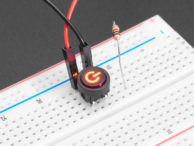 Mini Illuminated Momentary Pushbutton - Red Power Symbol