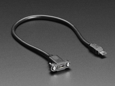 Panel Mount Extension USB Cable - Micro B Male to Micro B Female