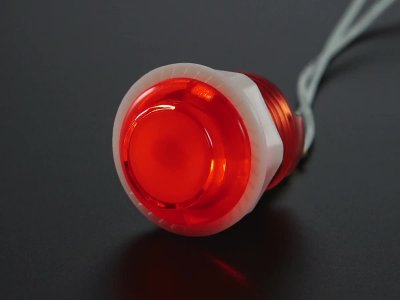 Mini LED Arcade Button - 24mm Translucent Red