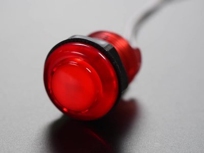 Arcade Button with LED - 30mm Translucent Red