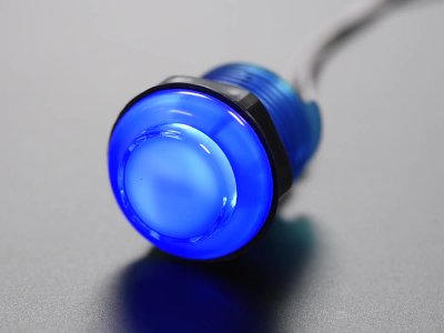 Arcade Button with LED - 30mm Translucent Blue