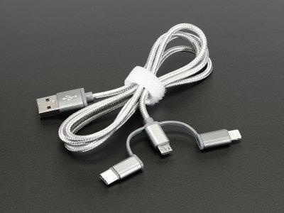 USB 3-in-1 Sync and Charge Cable - Micro B / Type-C / Lightning