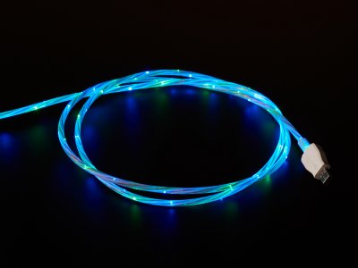 USB micro B Cable with LEDs - Blue and Green