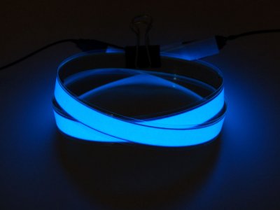 Blue Electroluminescent (EL) Tape Strip - 100cm w/two connectors