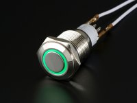 Rugged Metal On/Off Switch with Green LED Ring