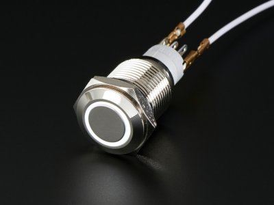 Rugged Metal Pushbutton with White LED Ring