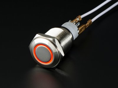 Rugged Metal Pushbutton with Red LED Ring