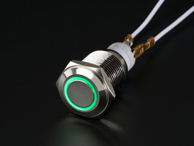 Rugged Metal Pushbutton with Green LED Ring