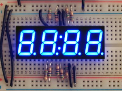 Blue 7-segment clock display - 0.56" digit height