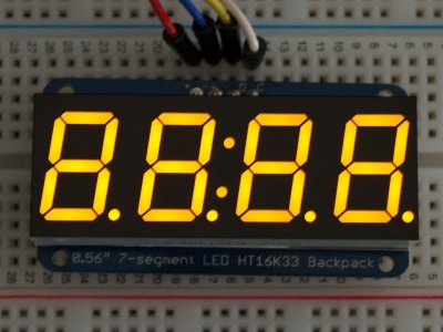 Adafruit 0.56" 4-Digit 7-Segment Display w/I2C Backpack - Yello