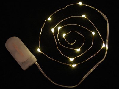 Wire Light LED Strand - 12 Warm White LEDs + Coin Cell Holder