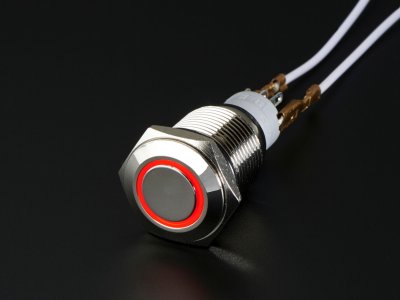 Rugged Metal On/Off Switch with Red LED Ring