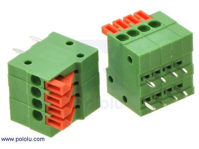 Screwless Terminal Block: 4-Pin, 0.1" Pitch, Side Entry (2-Pack)