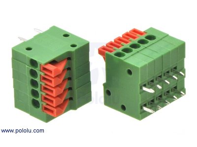 Screwless Terminal Block: 5-Pin, 0.1" Pitch, Side Entry (2-Pack)