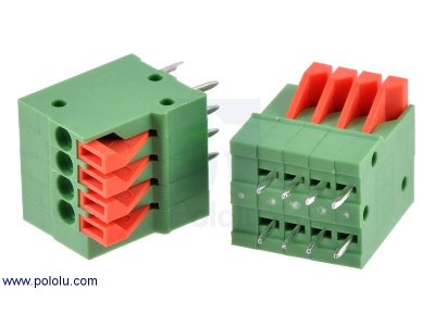 Screwless Terminal Block: 4-Pin, 0.1" Pitch, Top Entry (2-Pack)
