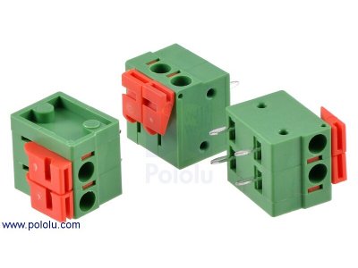 Screwless Terminal Block: 2-Pin, 0.2" Pitch, Side Entry (3-Pack)