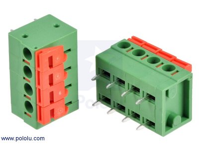 Screwless Terminal Block: 4-Pin, 0.2" Pitch, Side Entry (2-Pack)