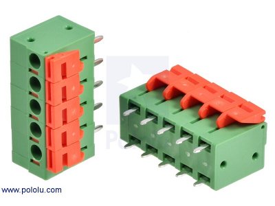 Screwless Terminal Block: 5-Pin, 0.2" Pitch, Top Entry (2-Pack)