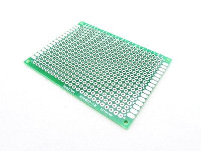 Placa perforada topos paso 2,54mm 50x70 mm 2 caras verde