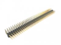 Tira de pines doble macho 40 pines acodado paso 2,54 mm