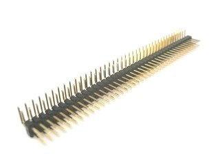 Tira de pines doble macho 40 pines acodado paso 2,54 mm